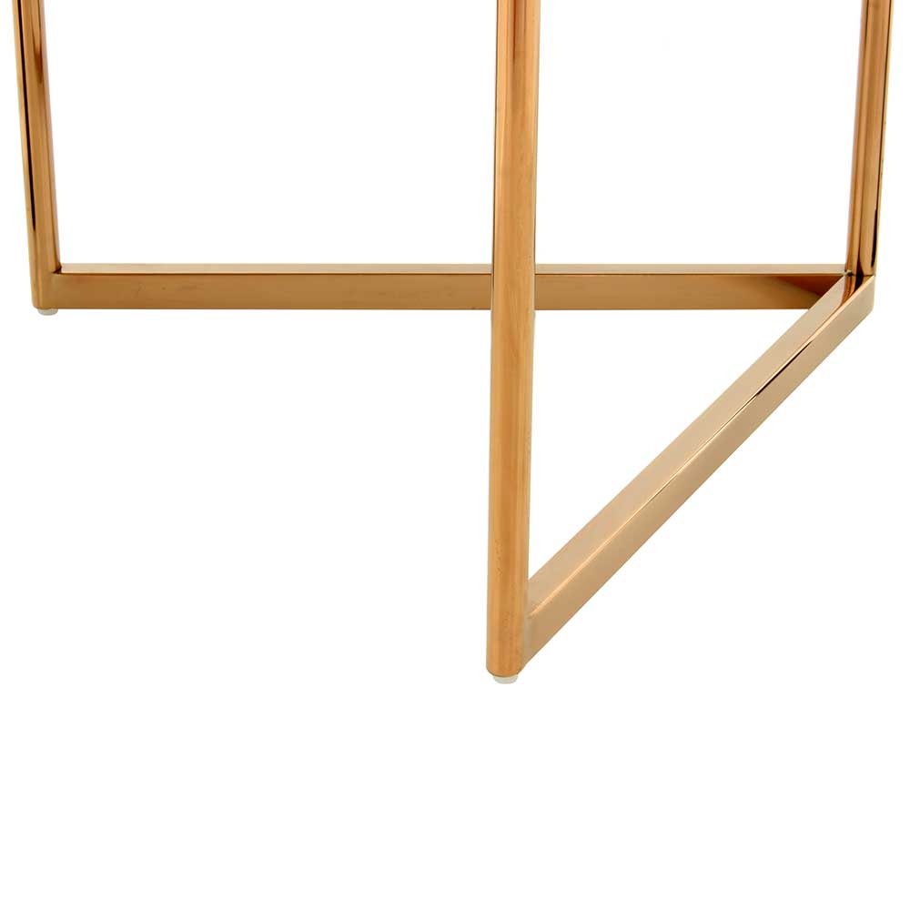 Design Sitzhocker mit V-Gestell in Rosegold - Aldura