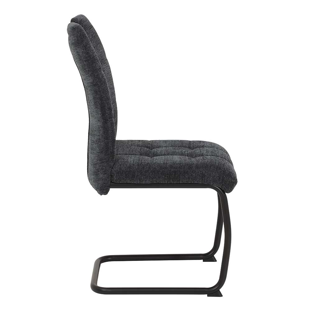 Freischwinger Stuhl aus Webplüsch Grau - Dongosaro (Set)