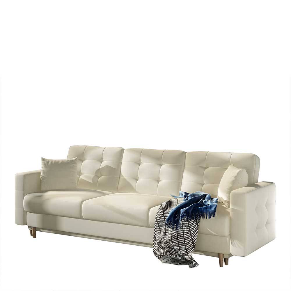 Kunstleder Schlafsofa in Cremeweiß - Virabella