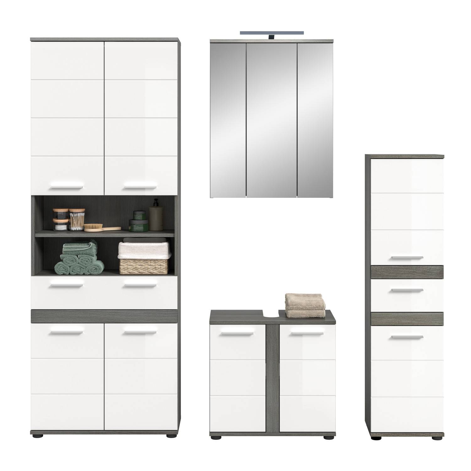 Badmöbelset mit Spiegelschrank - Chapan (vierteilig)