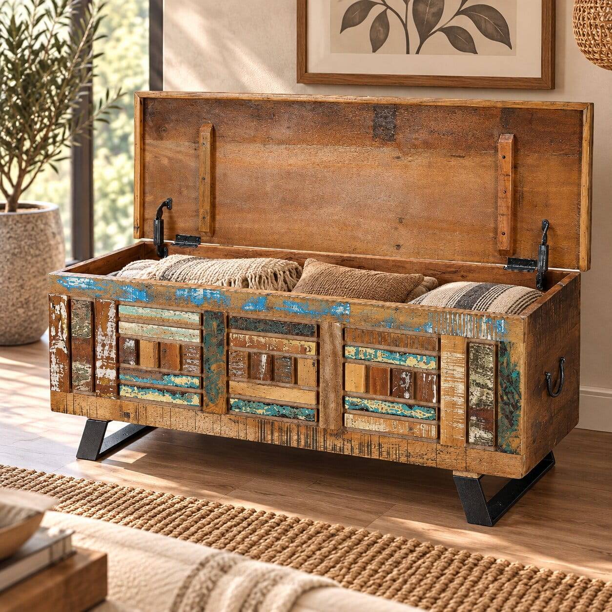 Shabby Chic Truhe aus Recyclingholz - Tunar
