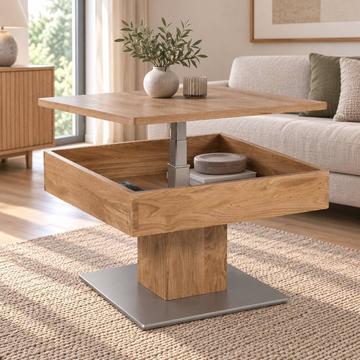 Rollbarer Sofatisch mit Staufach - Sybilla IV