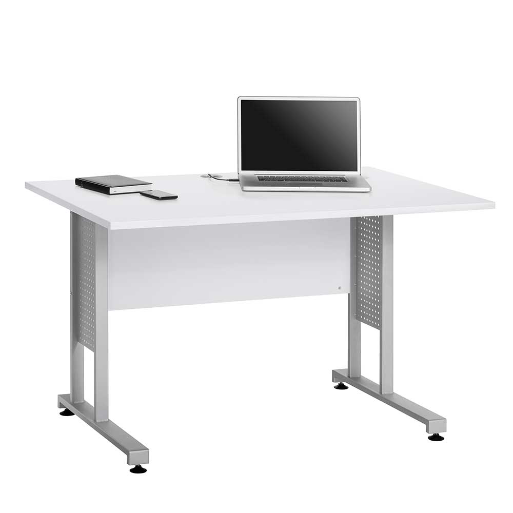 EDV Schreibtisch in Weiß & Alu - Kriscas