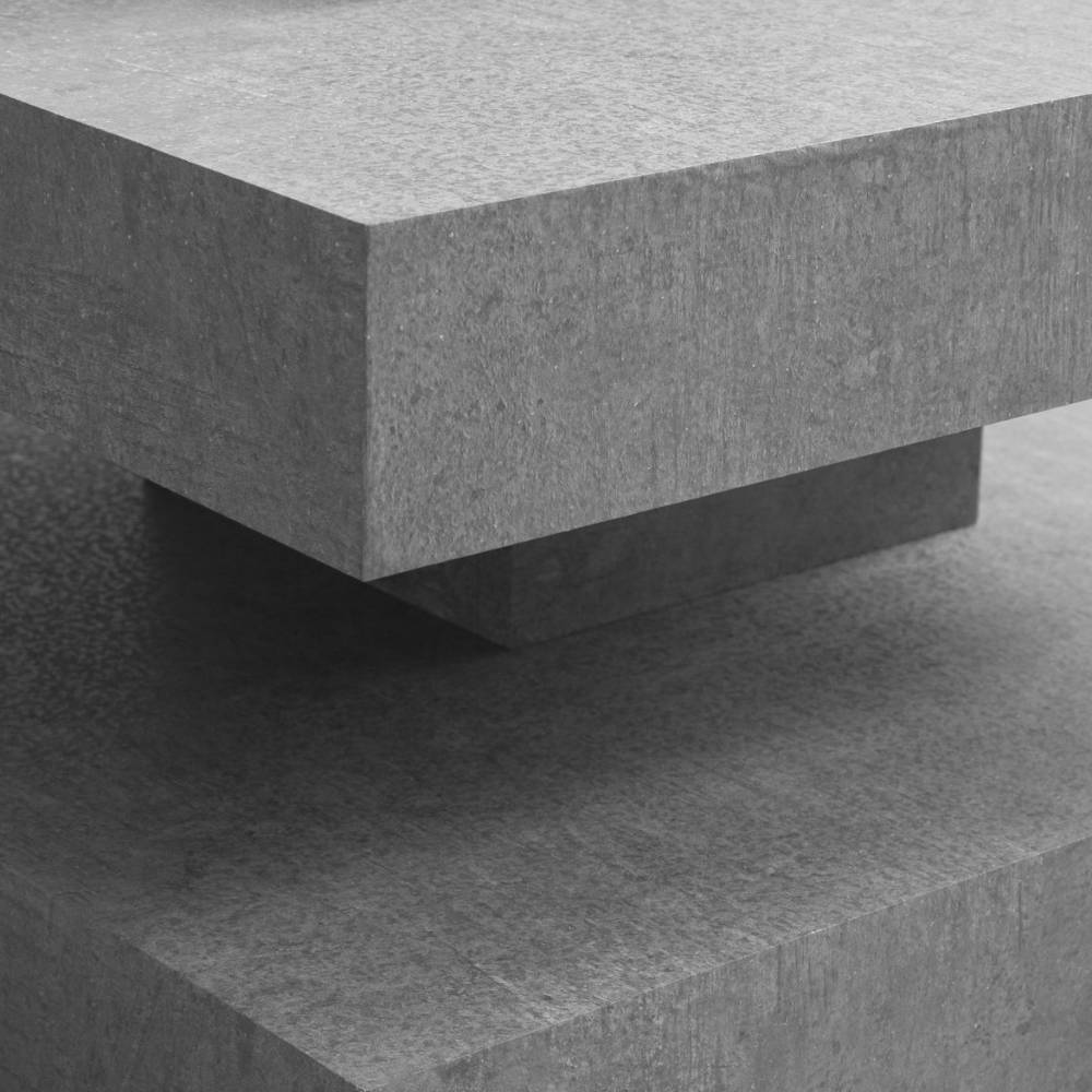 Moderner Couchtisch in Betonoptik Grau mit quadratischen Ebenen und schwebendem Design – Runian