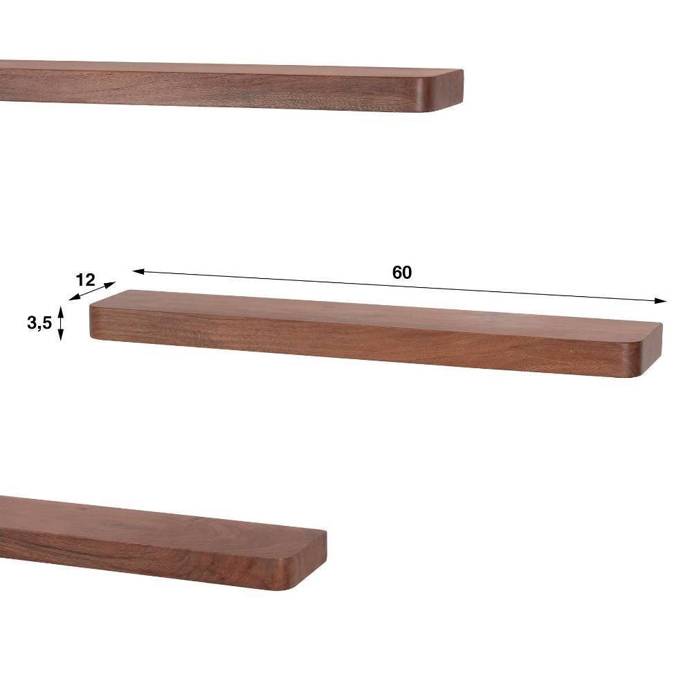 Massivholz Wandboard Trio aus Akazie in Braun - Emila (3er Set)