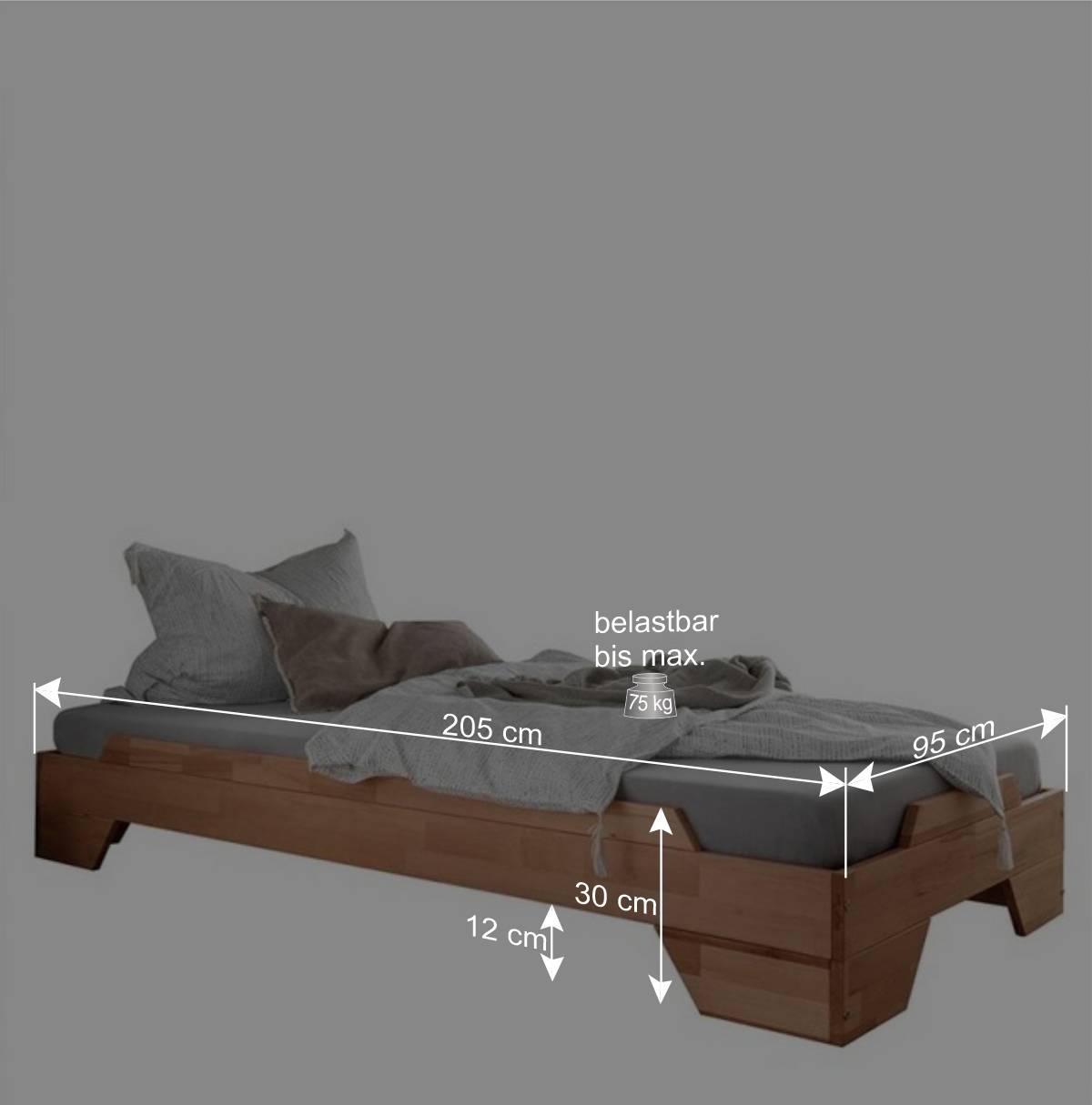 90x200 cm Stapelliege aus Buche Massivholz - Susianna