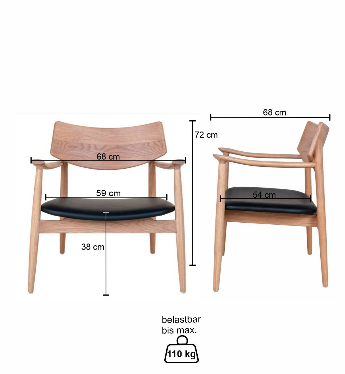 Design-Loungestuhl aus Eichenholz - Luke