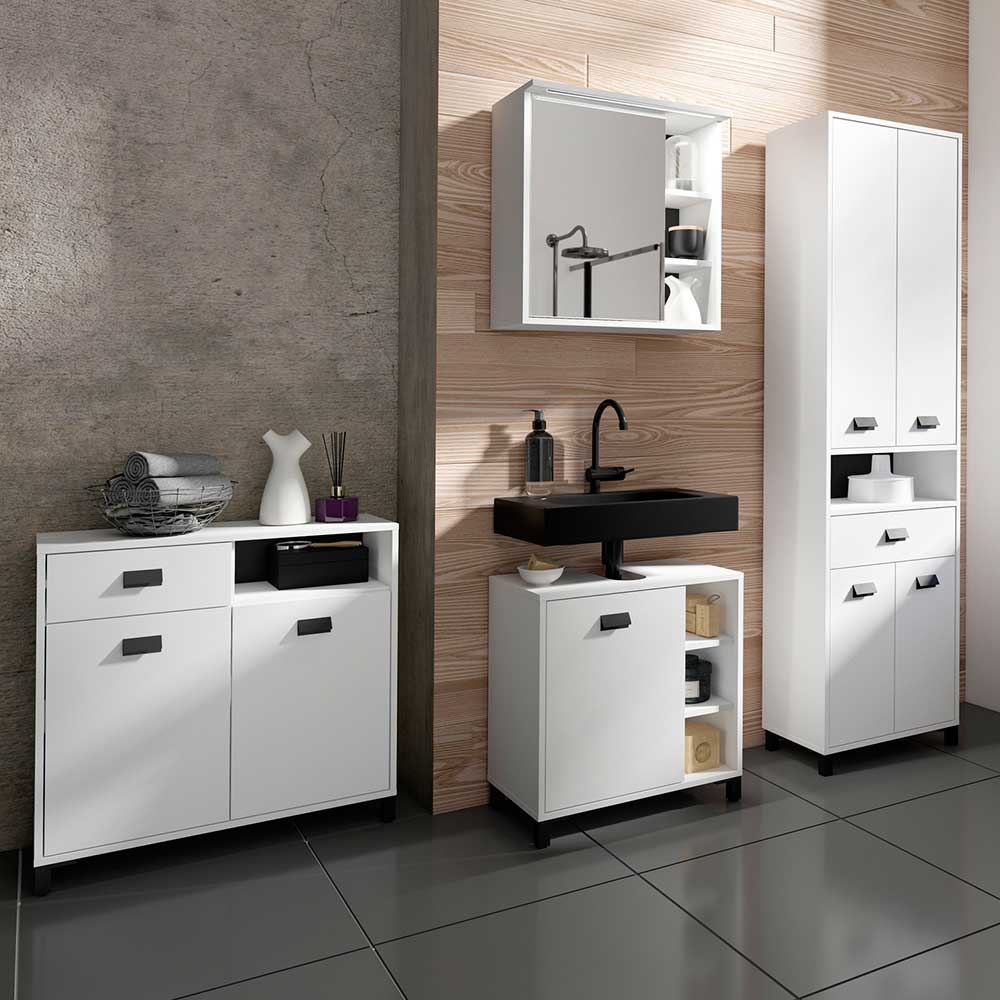 Badezimmer Kommode in Weiß mit Schwarz - Envaton