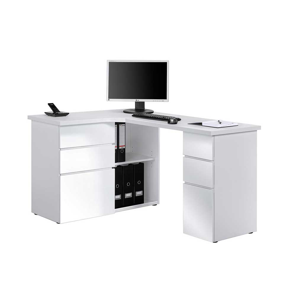 Stauraum Schreibtisch Pikewa in Weiß