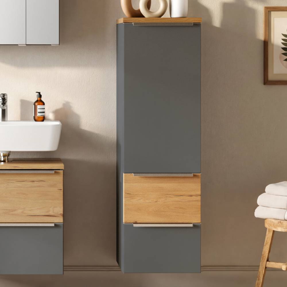 Hängender Bad-Midischrank in Mattgrau - Reill