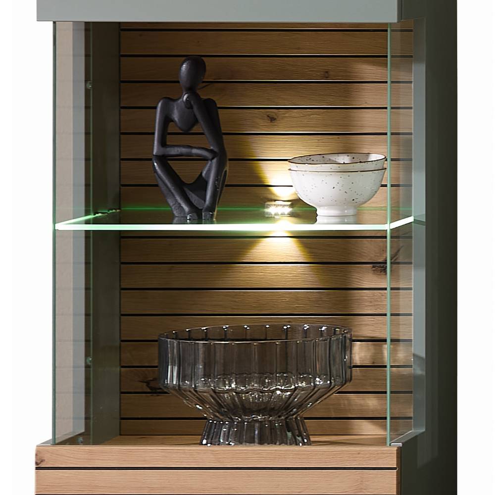 Vitrine in Graugrün und Wildeiche - Halimi