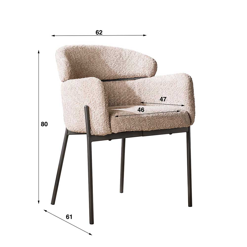 Scandi Design Armlehnstuhl in Beige - Lalita (2er Set)