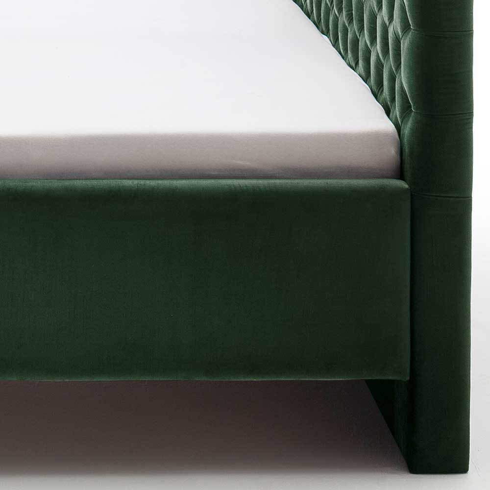 Chesterfield Bett in Dunkelgrün Samt - Jesafina