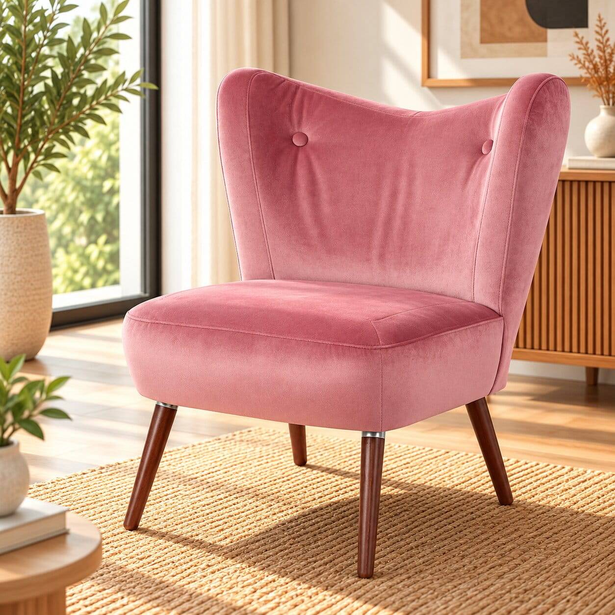 Retrostyle Polstersessel in Rosa - Lachar