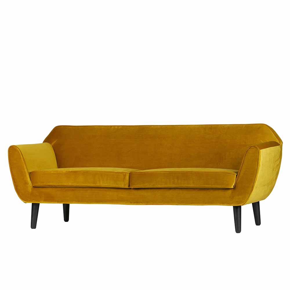 Mid Century Sofa Sempre in Samt gelb