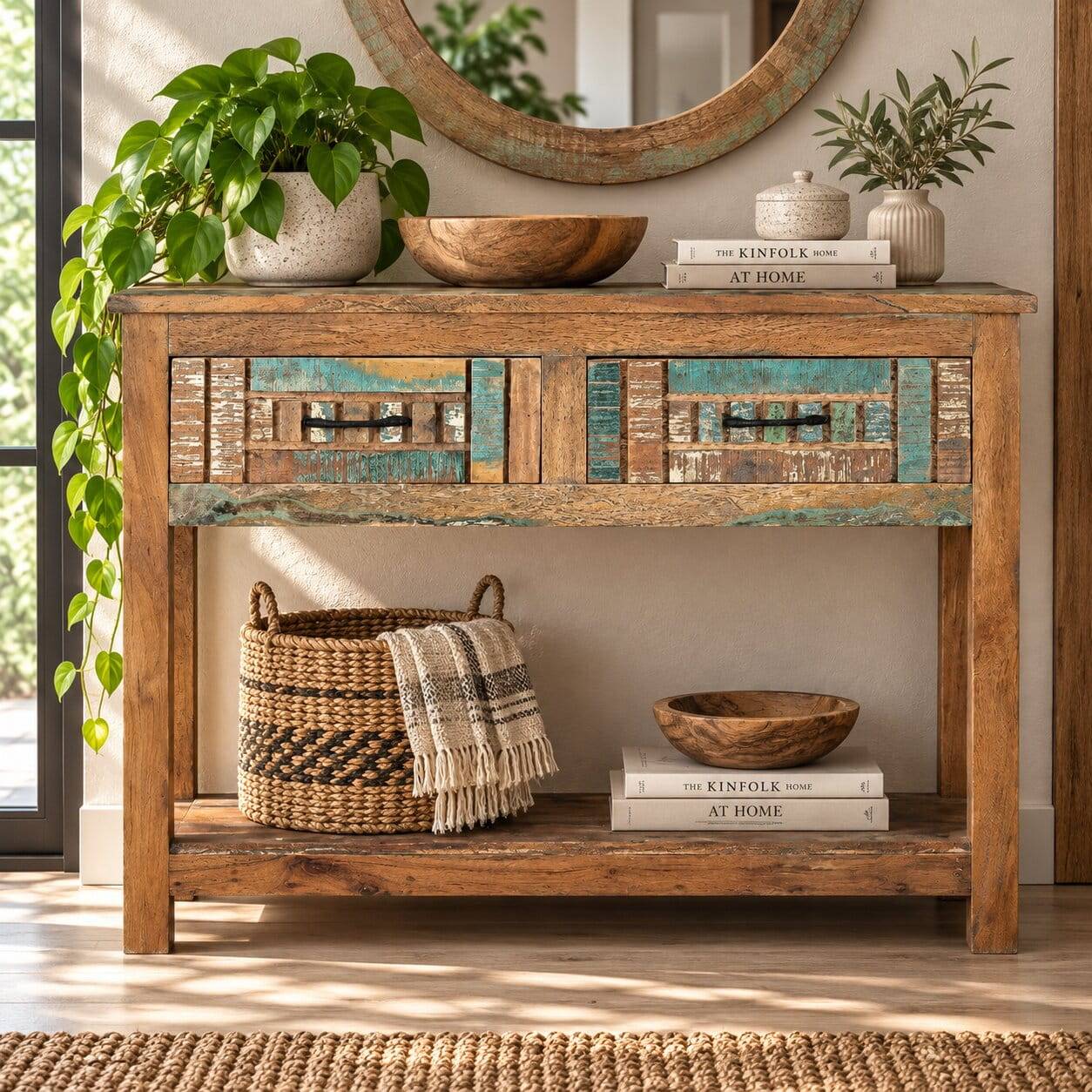 Shabby Chic Konsolentisch aus Recyclingholz - Tunar