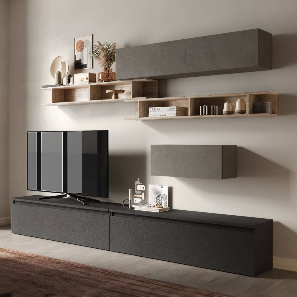 Wohnzimmer Wohnwandmöbel Set - Apolonia (siebenteilig)