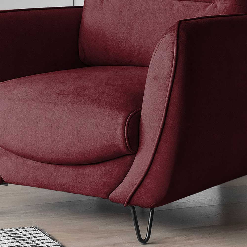 Roter Sessel in Bordeaux Samt - Yonella