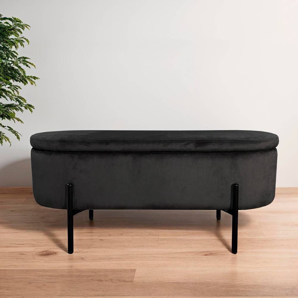 Samt Bettbank in Schwarz - Living