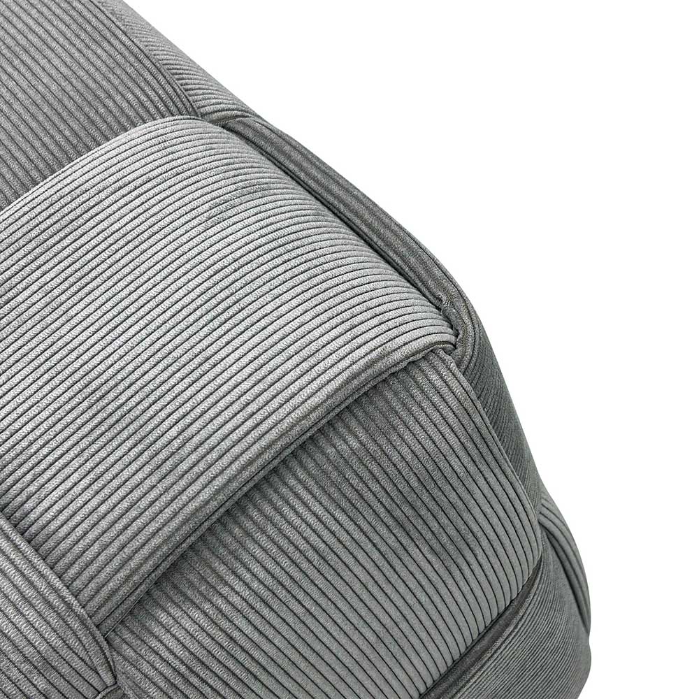 Textur des grauen Cord Hockers in Flechtoptik, detailreiche Stoffoberfläche – Picana