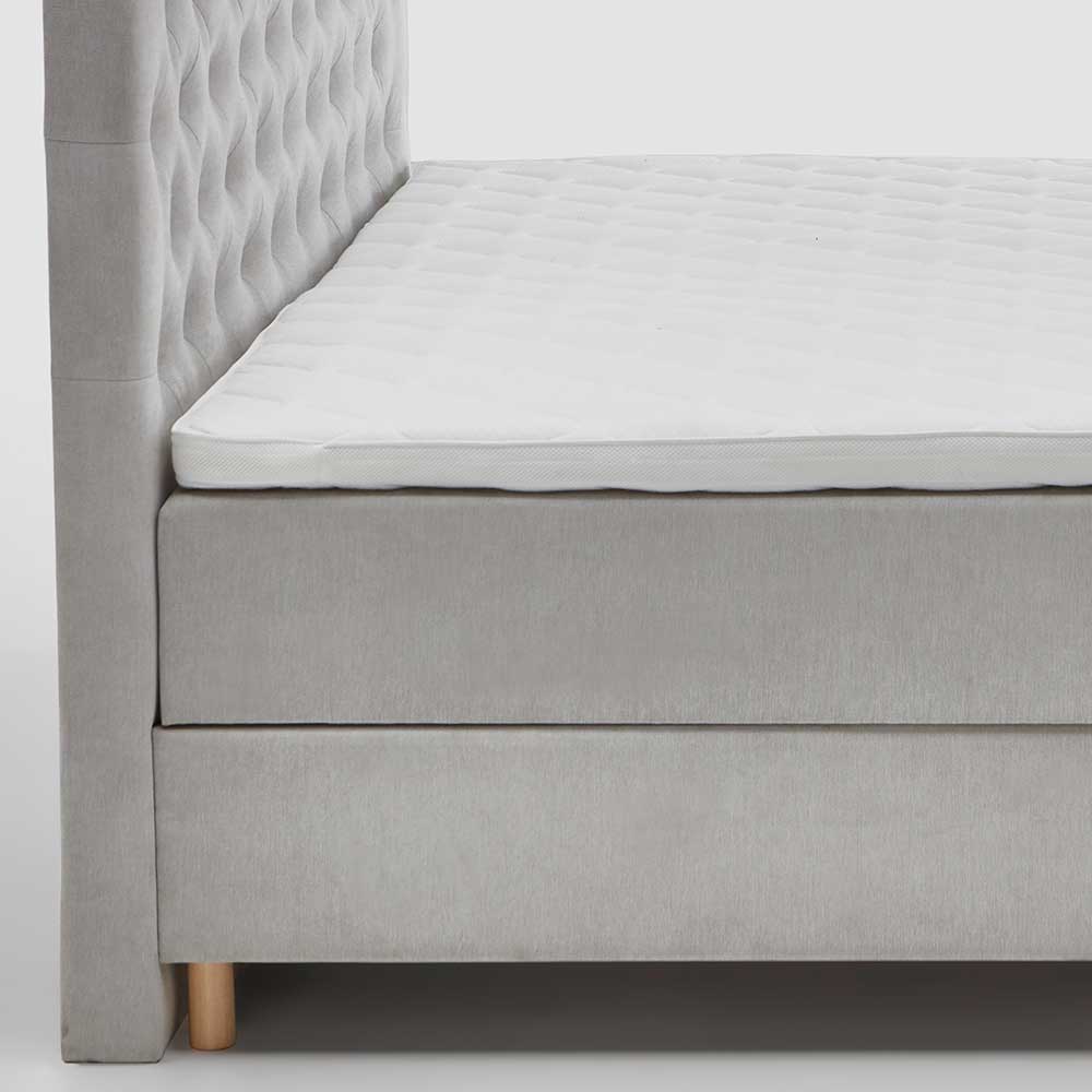 Komplettes Bett mit Bettkasten in Hellgrau Stoff - Zyorenica