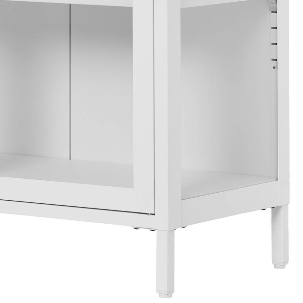 Metall-Vitrinen-Kommode in Weiß - Lititia