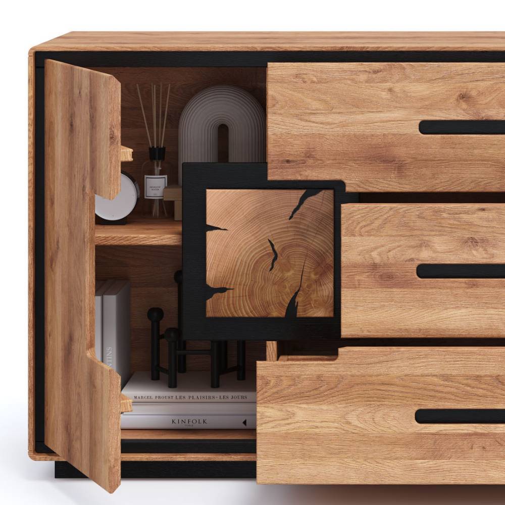 Sideboard in Wildeiche mit Schwarz - Shipper