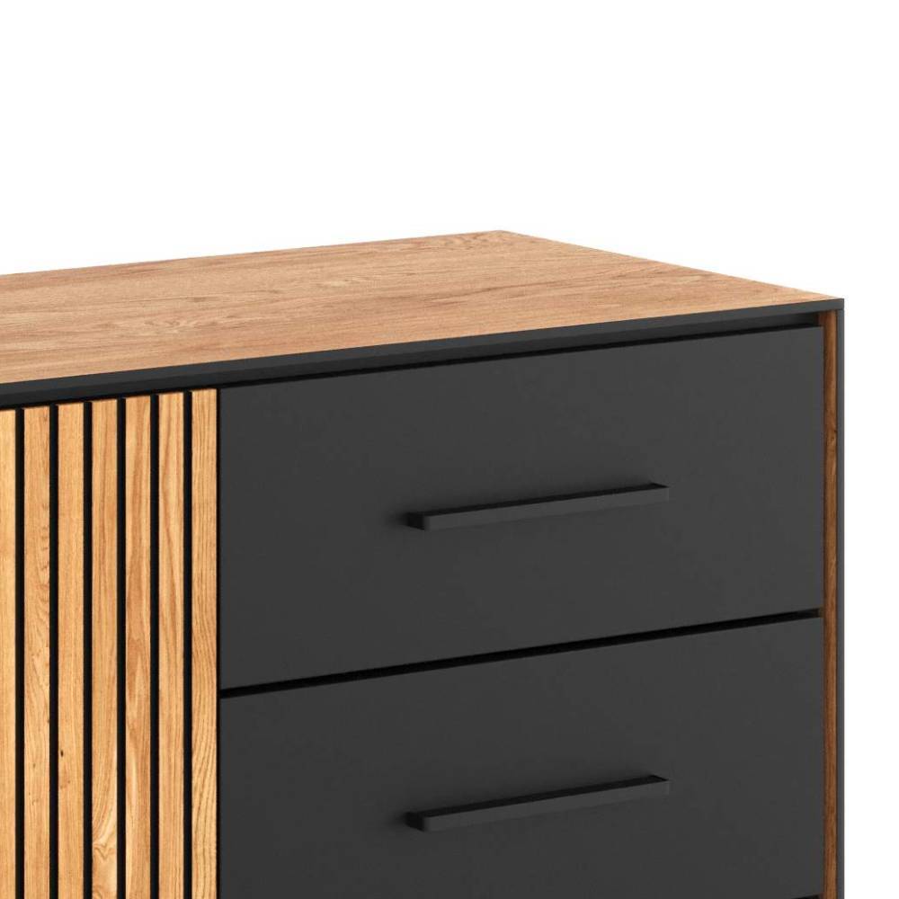 Sideboard in Eichefarben und Schwarz - Mantua