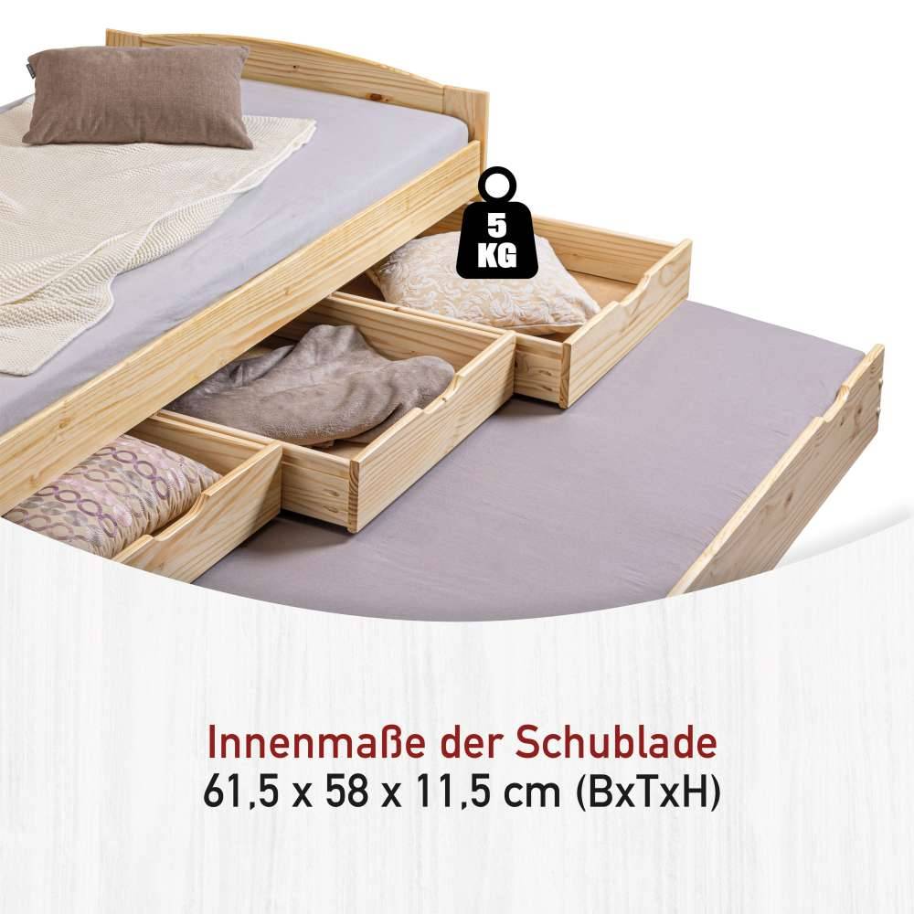 90x200 Bett mit Ausziehbett & Schubladen - Alejandro