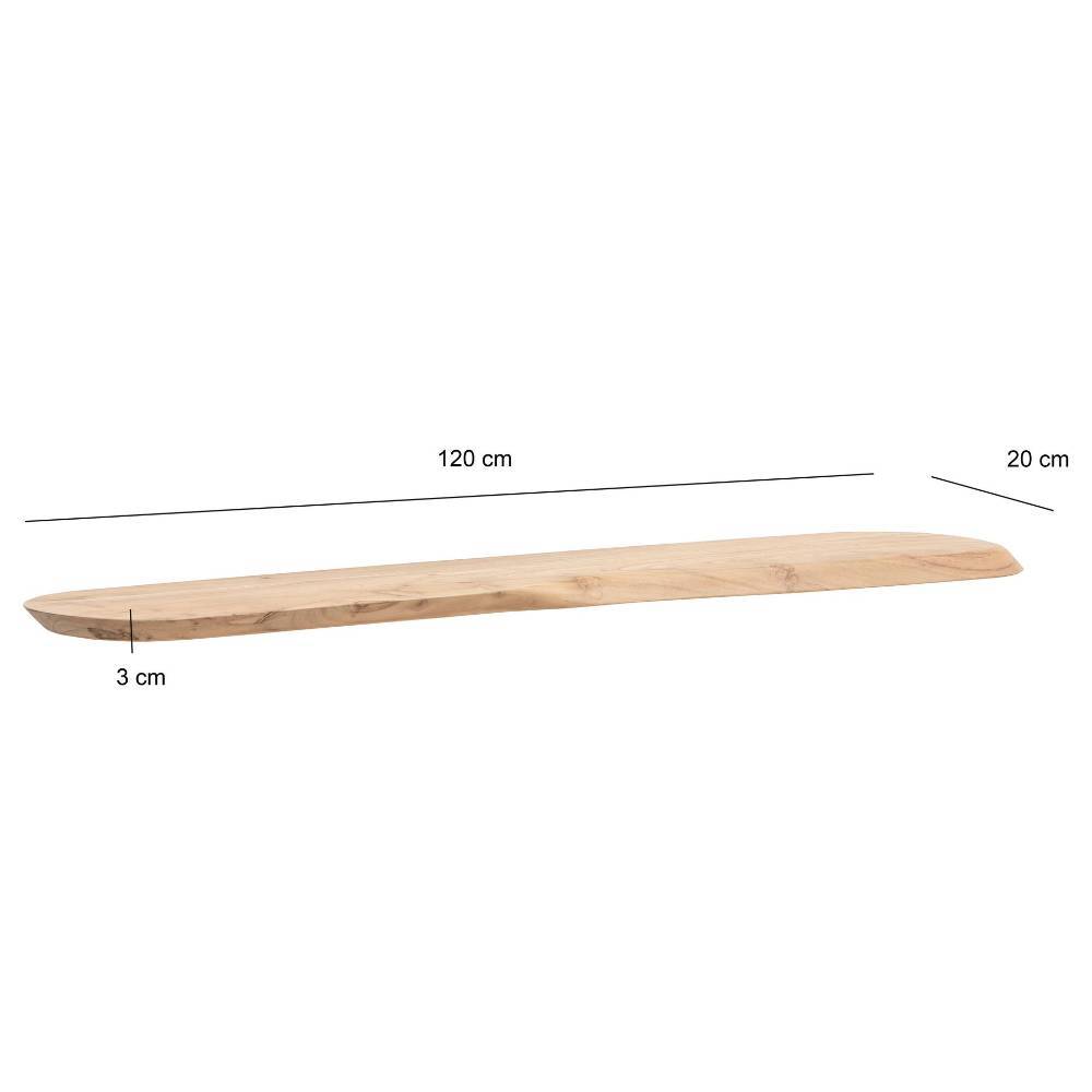 Skandi Holzregal mit Maßen 120 cm Länge, 20 cm Breite und 3 cm Dicke für die Wand – Brusceda