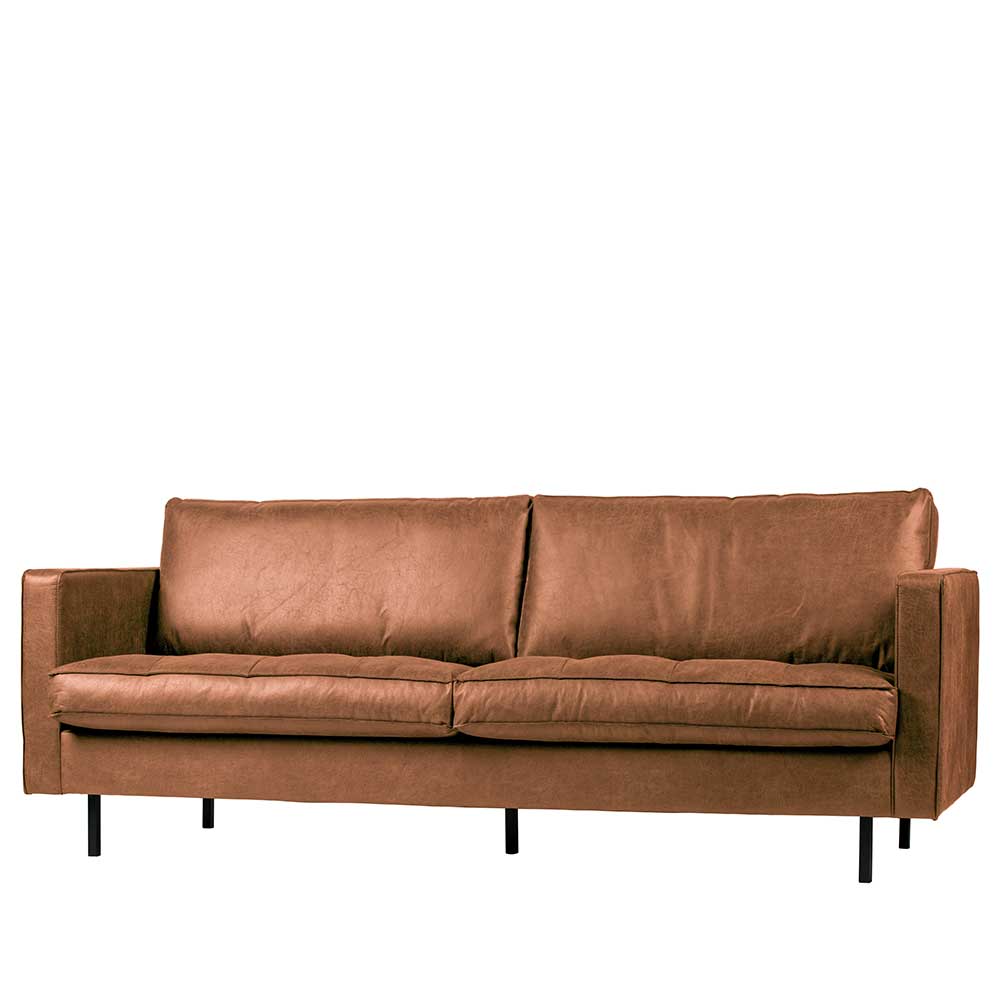 Leder 3-Sitzer Couch in Braun Cognac - Eterna