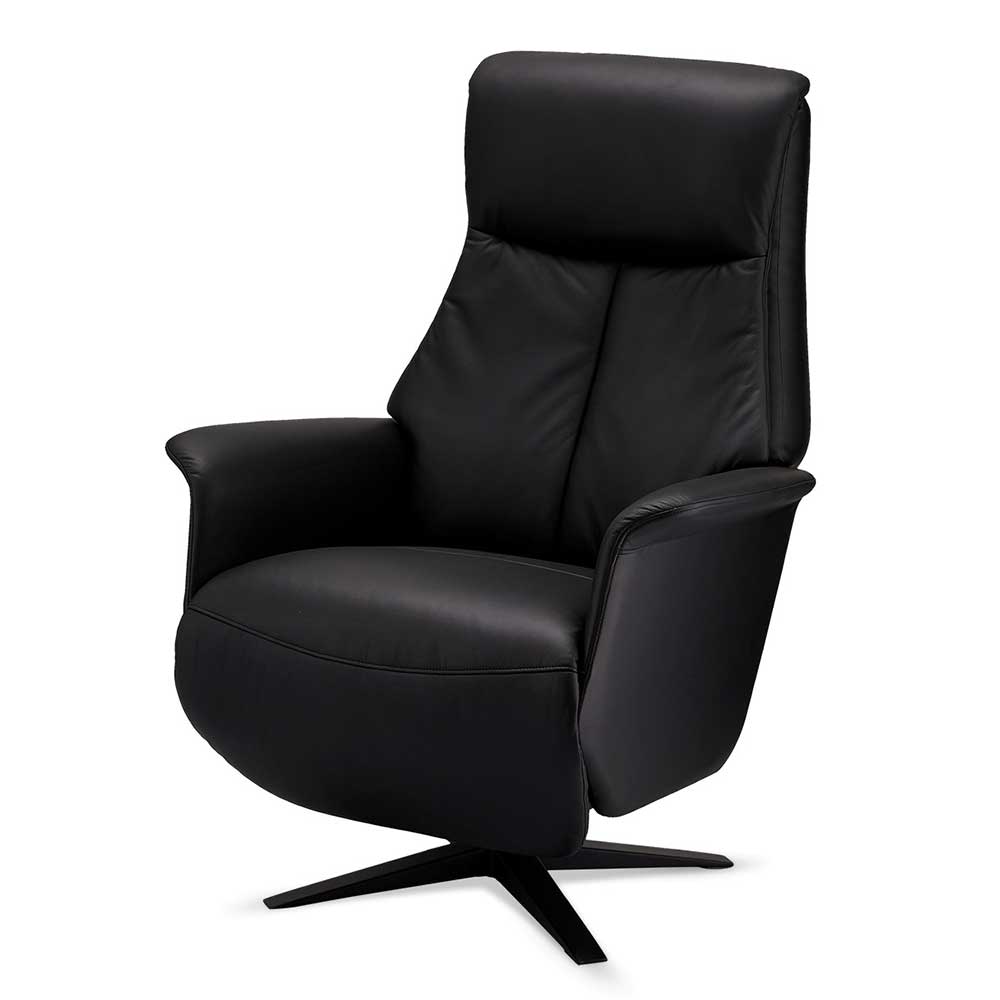 Moderner TV Sessel aus schwarzem Leder - Mady
