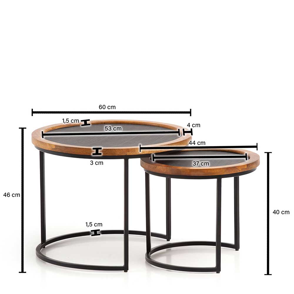 Wohnzimmertisch Duo in Stein Optik - Xanna (zweiteilig)