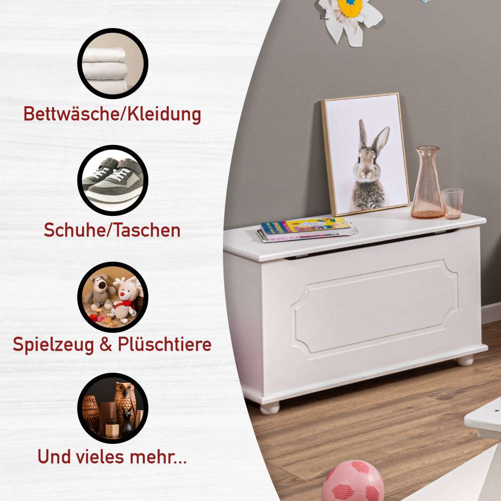 89x53x47 Landhaus Truhe in Weiß - Vaslui