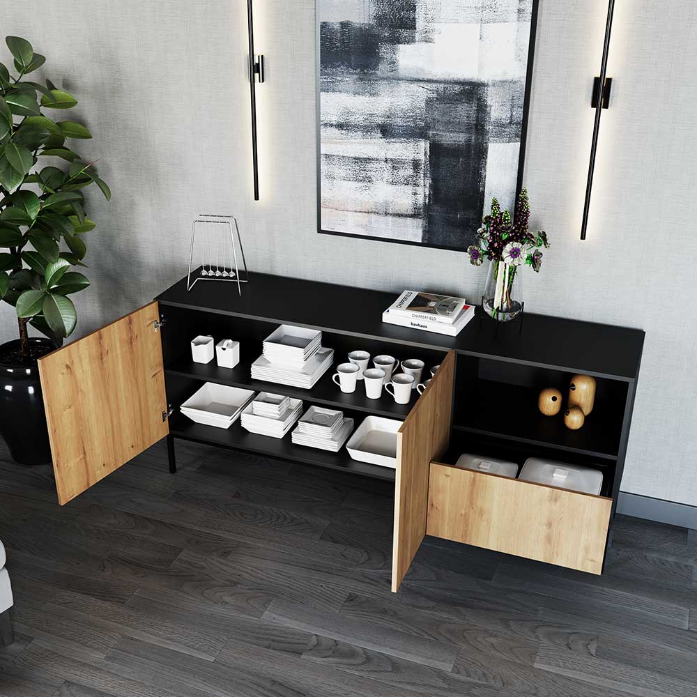 Griffloses Sideboard in Wildeiche Optik - Cavan