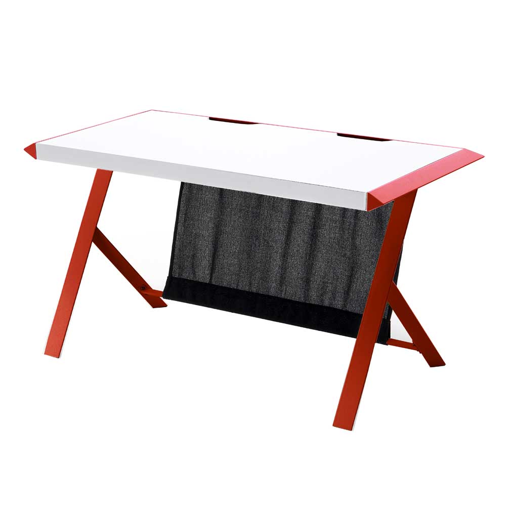 127x60 Schreibtisch in Weiß mit Rot - Kastawa