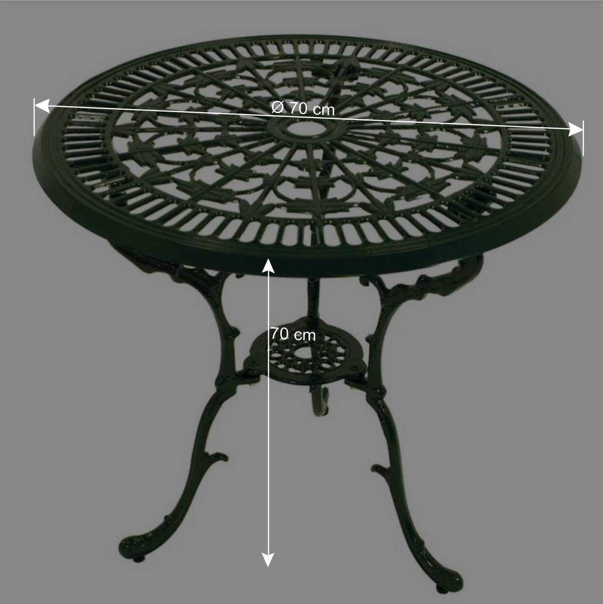 70 cm runder Gartentisch in Grün aus Metall - Jenson