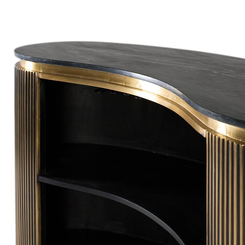 Hausbar Theke in Schwarz und Gold - Vitus