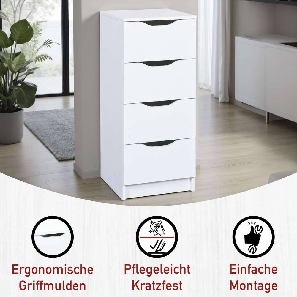 Hohe Kommode Danjala in Weiß