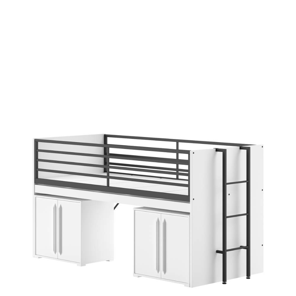 Kinderzimmer-Hochbett mit zwei Türen-Kommoden - Brasovia