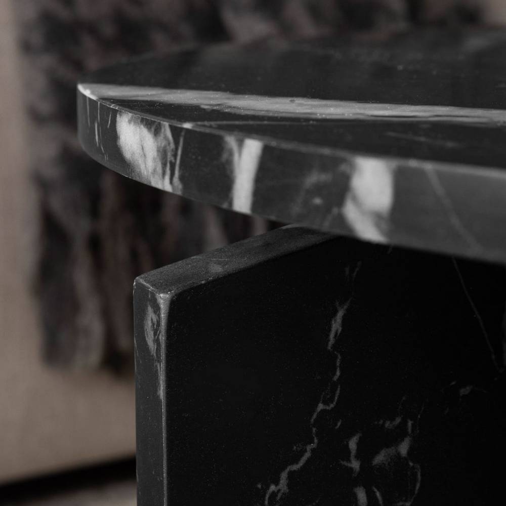 Marmoroptik Sofatisch mit 70 cm Durchmesser - Depera