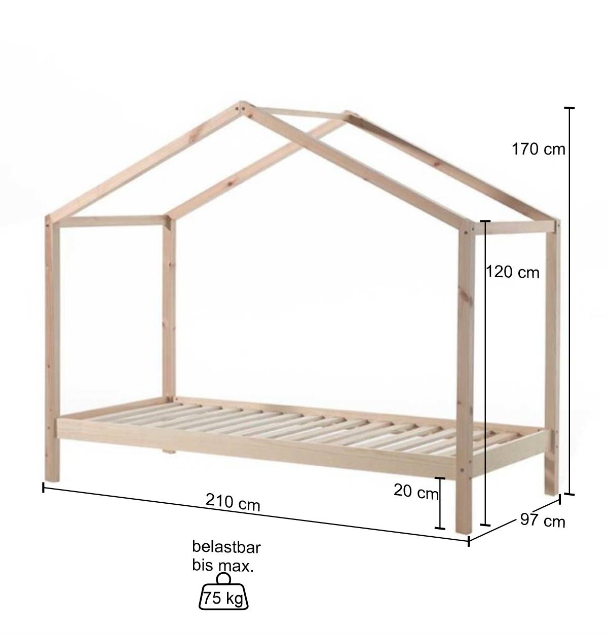 90x200 Himmelbett für Kinder im Haus Design - Pomo
