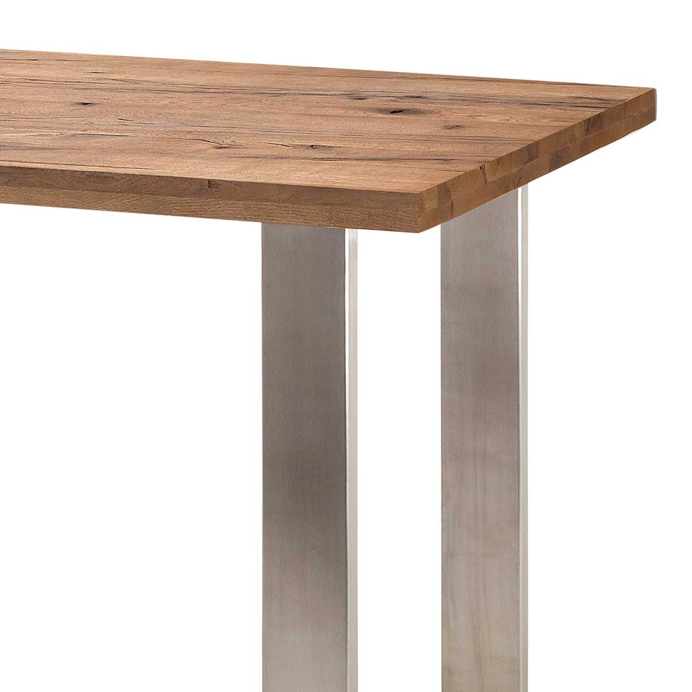 107cm hoher Tisch aus Eiche Dunkel & Edelstahl - Venerdi