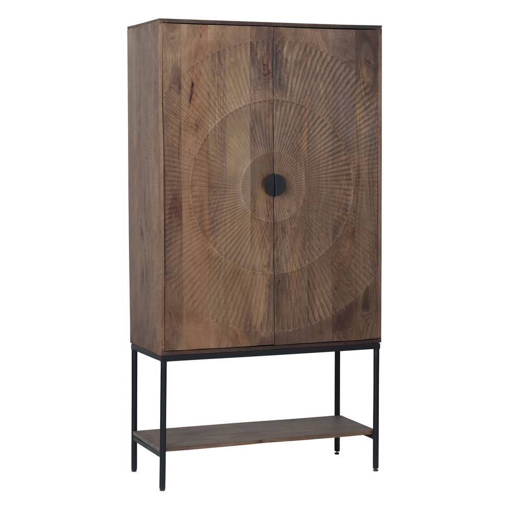 Design-Highboard in Walnussfarben Mangoholz - Epos