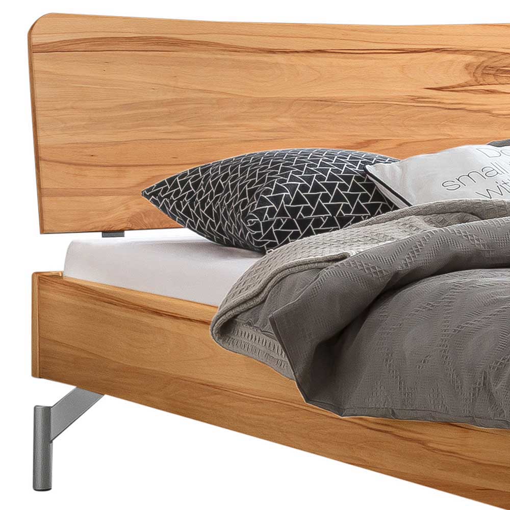 Modernes Holzbett aus Wildbuche mit Metallbeinen - Viverone