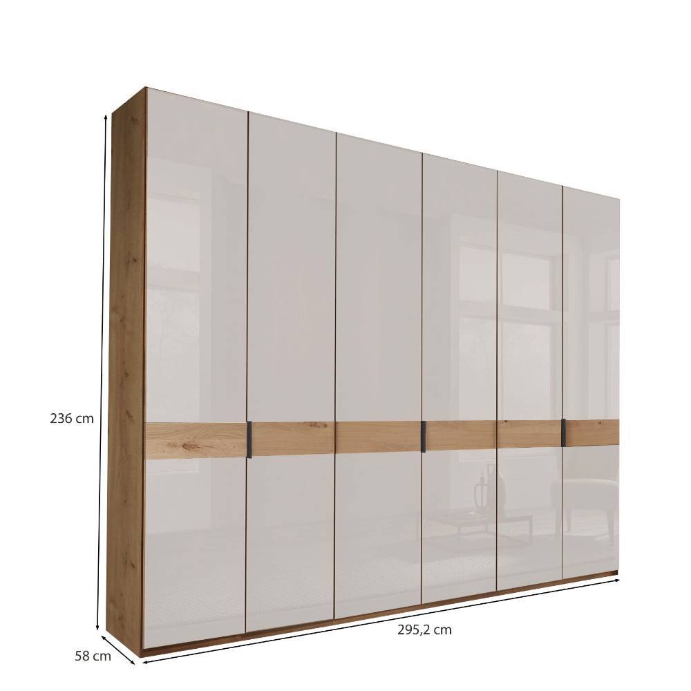 6-türiger Schlafzimmer-Kleiderschrank in Weiß - Crucav