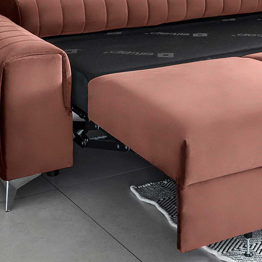 Wohnzimmersofa in Rosenholz Velours - Valverda