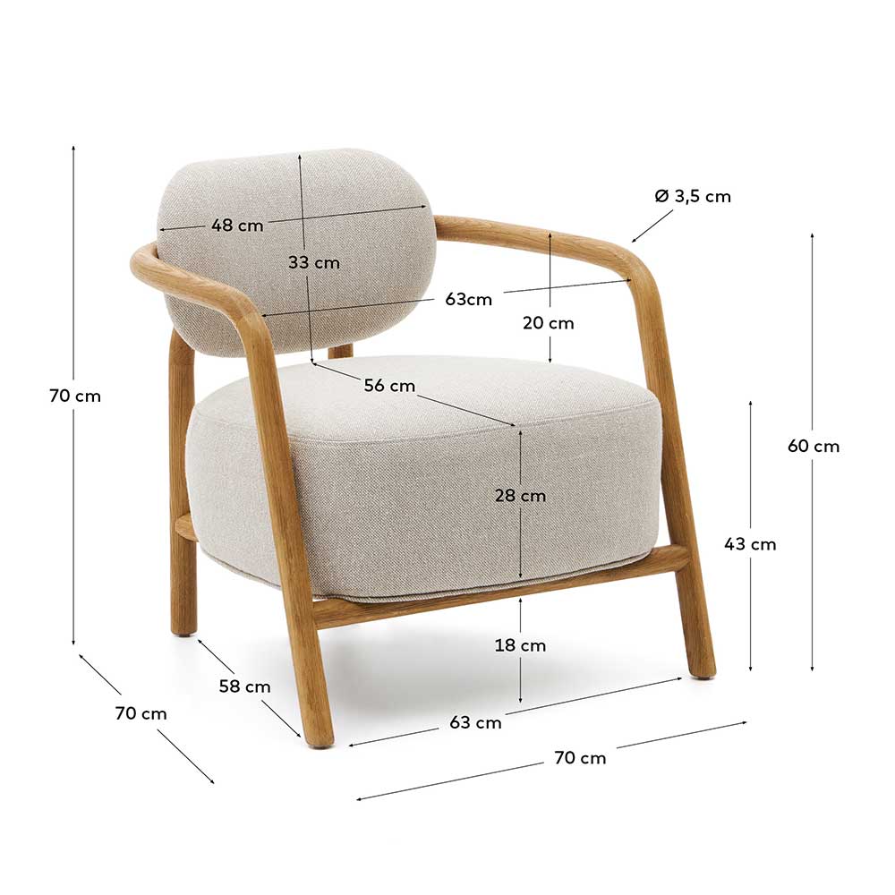 Skandi Design Sessel aus Chenille und Massivholz - Yilton