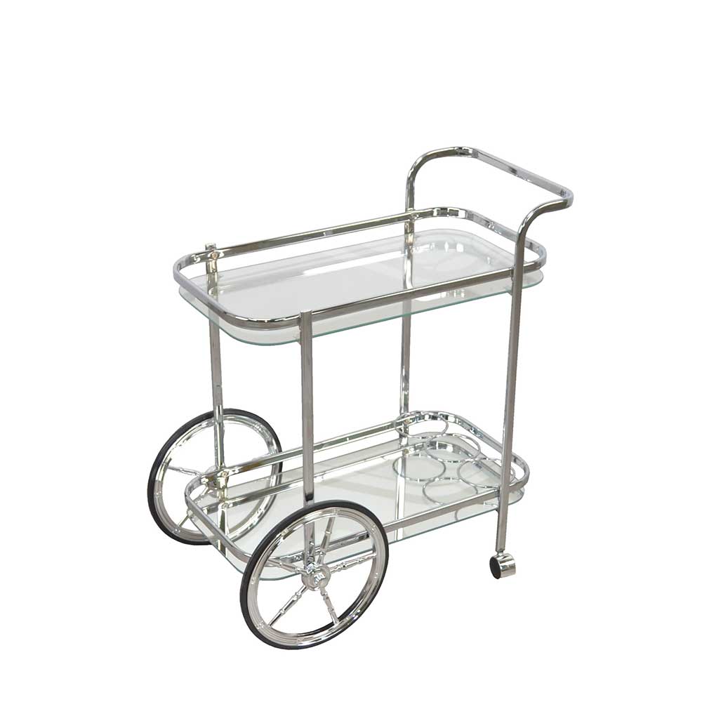 Klassischer Servierwagen in Glas & Chrom - Felzon