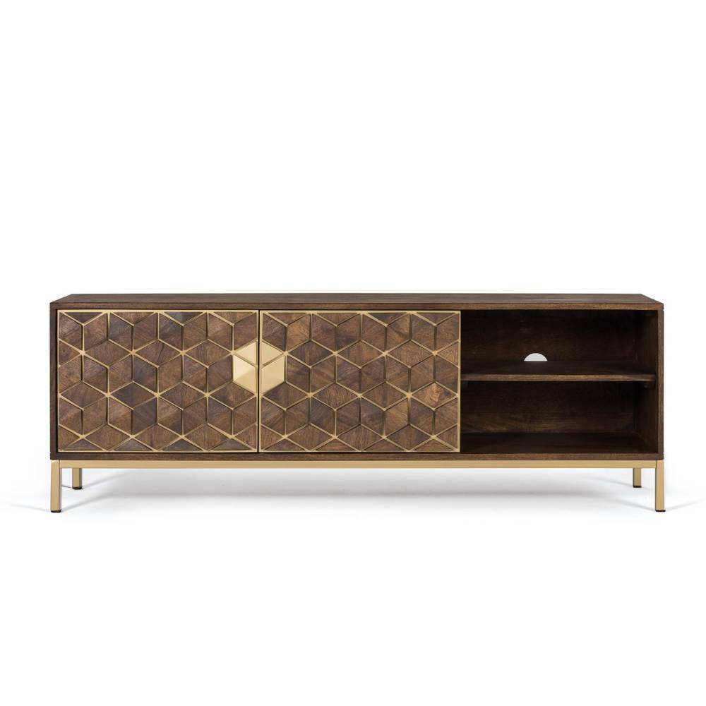 Design-TV-Board in Walnuss und Gold - Rasimo